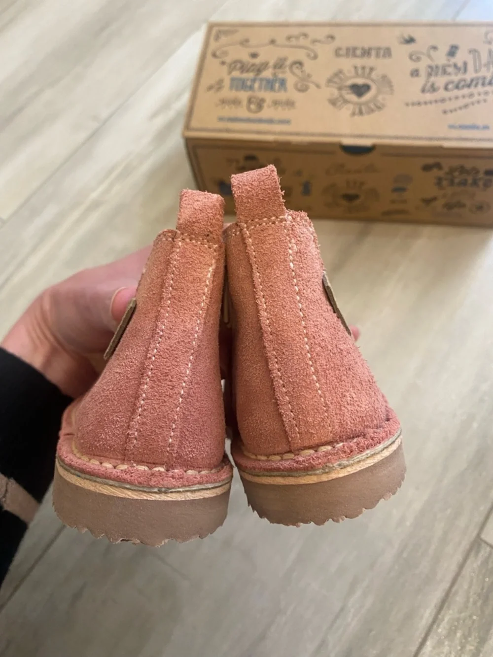 NWT Cienta Classic Light Pink Suede Leather Zip-Up Round Toe Boot toddler 6
